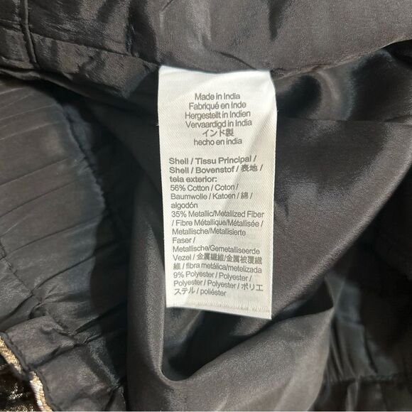 J. Crew Factory Metallic Gingham Pull-on Mini Skirt Black Gold Lurex Size Medium - Picture 6 of 8